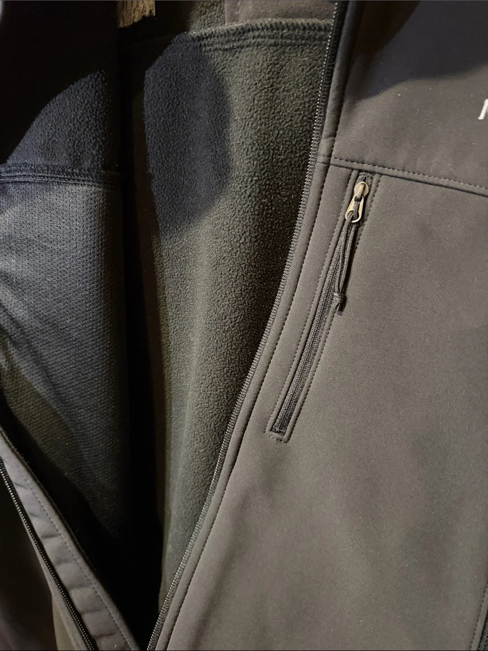 The North Face Men's Black Soft Shell Jacket with Chest Zip
